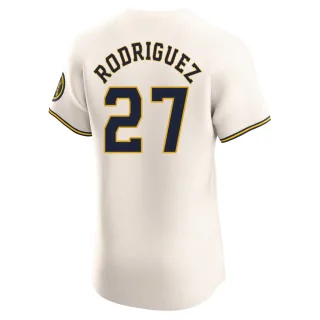 Elite Men's Carlos Rodriguez Milwaukee Brewers Home Jersey - Cream