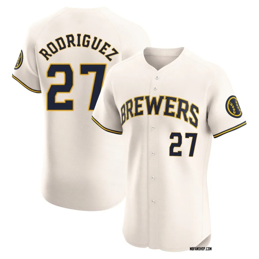 Elite Men's Carlos Rodriguez Milwaukee Brewers Home Jersey - Cream