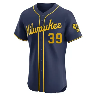 Elite Men's Chris Capuano Milwaukee Brewers Alternate Jersey - Navy