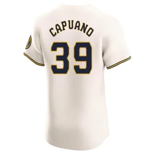Elite Men's Chris Capuano Milwaukee Brewers Home Jersey - Cream