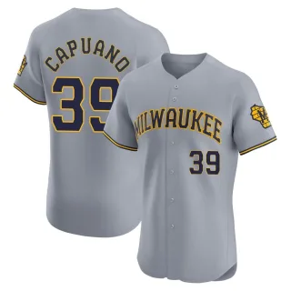 Elite Men's Chris Capuano Milwaukee Brewers Road Jersey - Gray