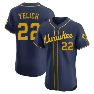 Elite Men's Christian Yelich Milwaukee Brewers Alternate Jersey - Navy
