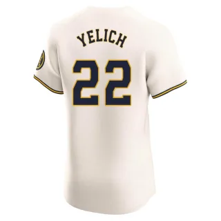 Elite Men's Christian Yelich Milwaukee Brewers Home Jersey - Cream