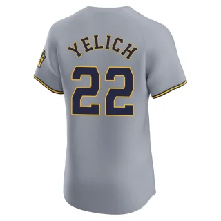 Elite Men's Christian Yelich Milwaukee Brewers Road Jersey - Gray