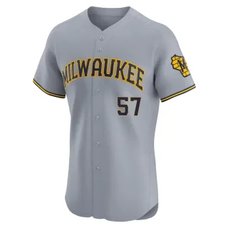 Elite Men's Coleman Crow Milwaukee Brewers Road Jersey - Gray