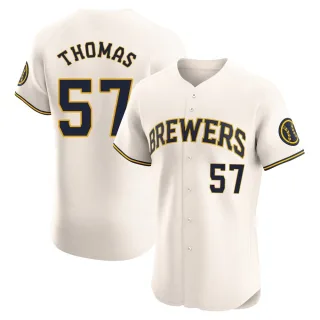 Elite Men's Connor Thomas Milwaukee Brewers Home Jersey - Cream