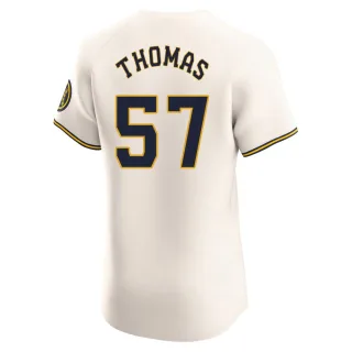 Elite Men's Connor Thomas Milwaukee Brewers Home Jersey - Cream