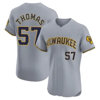 Elite Men's Connor Thomas Milwaukee Brewers Road Jersey - Gray