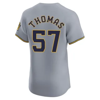 Elite Men's Connor Thomas Milwaukee Brewers Road Jersey - Gray