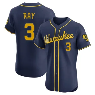 Elite Men's Corey Ray Milwaukee Brewers Alternate Jersey - Navy