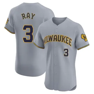 Elite Men's Corey Ray Milwaukee Brewers Road Jersey - Gray