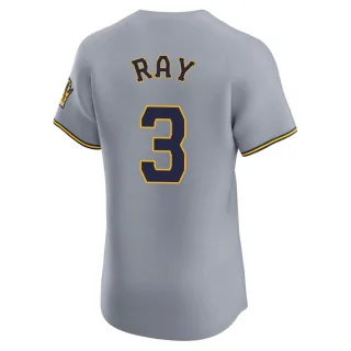 Elite Men's Corey Ray Milwaukee Brewers Road Jersey - Gray