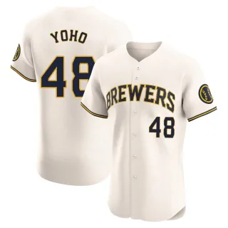 Elite Men's Craig Yoho Milwaukee Brewers Home Jersey - Cream