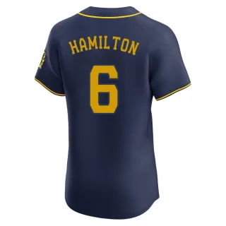 Elite Men's David Hamilton Milwaukee Brewers Alternate Jersey - Navy
