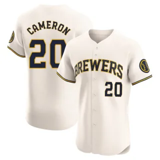 Elite Men's Daz Cameron Milwaukee Brewers Home Jersey - Cream