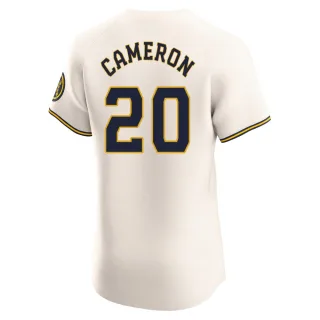 Elite Men's Daz Cameron Milwaukee Brewers Home Jersey - Cream