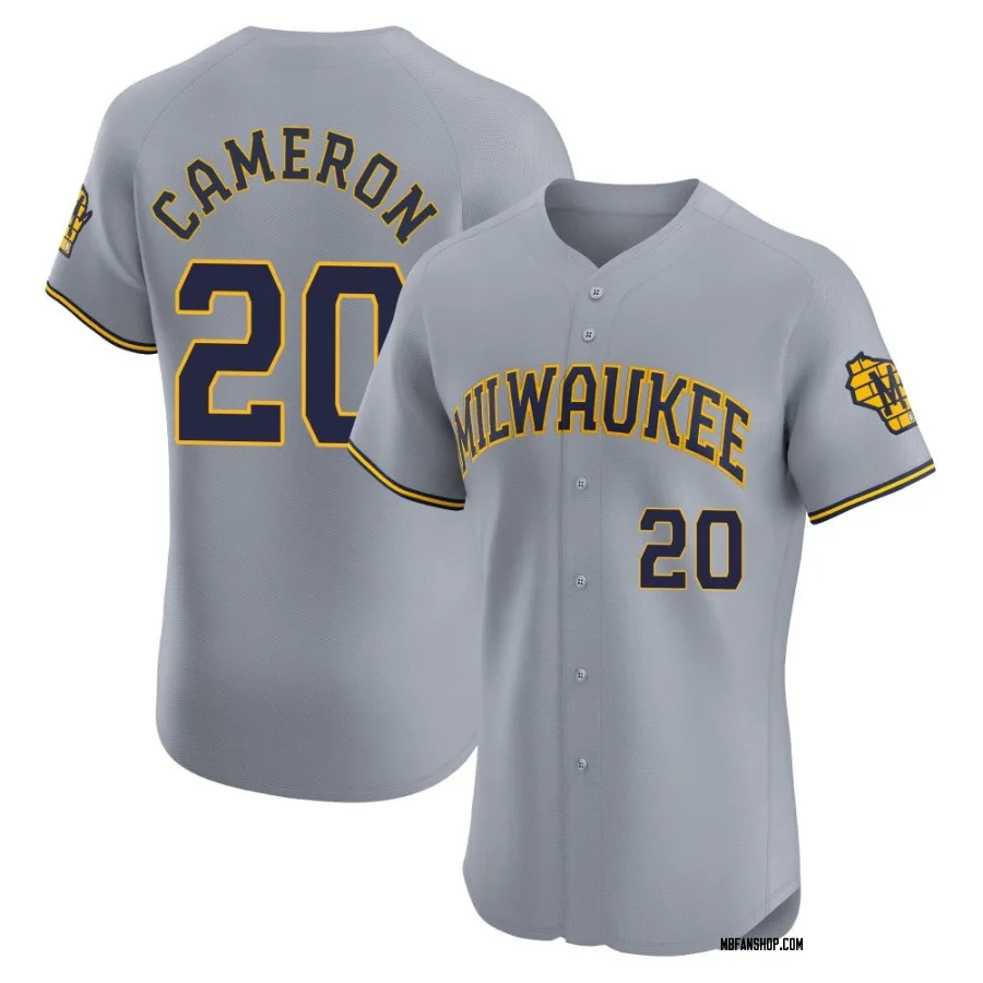 Elite Men's Daz Cameron Milwaukee Brewers Road Jersey - Gray