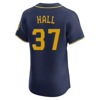 Elite Men's DL Hall Milwaukee Brewers Alternate Jersey - Navy