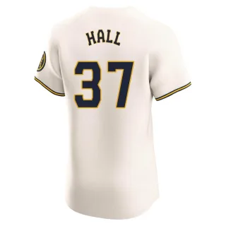 Elite Men's DL Hall Milwaukee Brewers Home Jersey - Cream