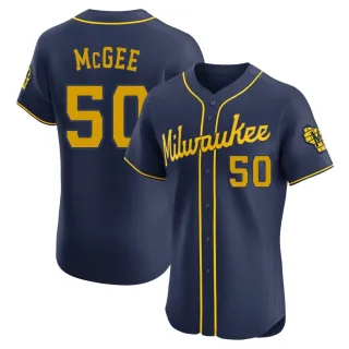 Elite Men's Easton McGee Milwaukee Brewers Alternate Jersey - Navy