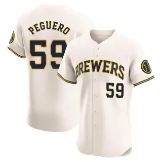 Elite Men's Elvis Peguero Milwaukee Brewers Home Jersey - Cream