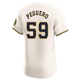 Elite Men's Elvis Peguero Milwaukee Brewers Home Jersey - Cream