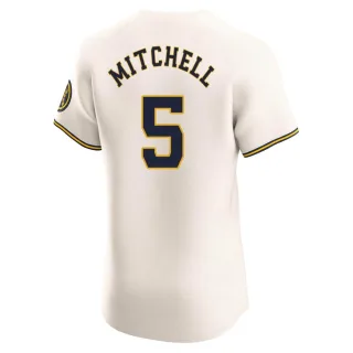 Elite Men's Garrett Mitchell Milwaukee Brewers Home Jersey - Cream