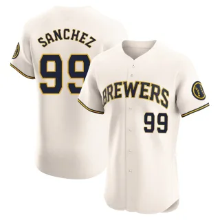 Elite Men's Gary Sanchez Milwaukee Brewers Home Jersey - Cream