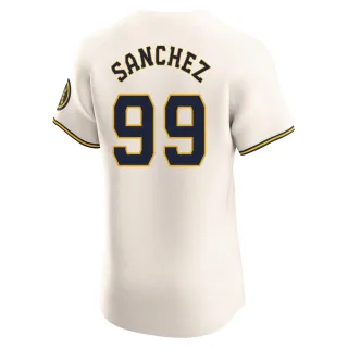 Elite Men's Gary Sanchez Milwaukee Brewers Home Jersey - Cream