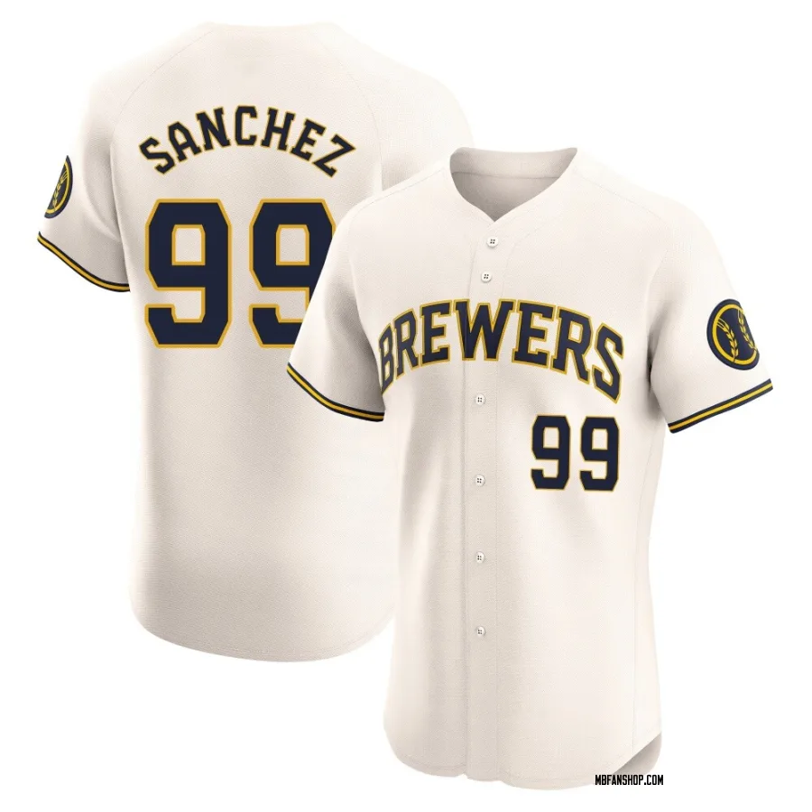 Elite Men's Gary Sanchez Milwaukee Brewers Home Jersey - Cream