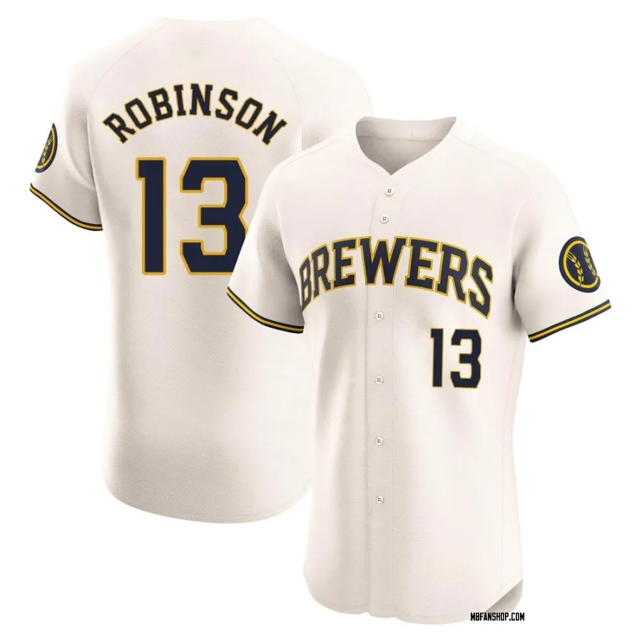 Elite Men's Glenn Robinson Milwaukee Brewers Home Jersey - Cream