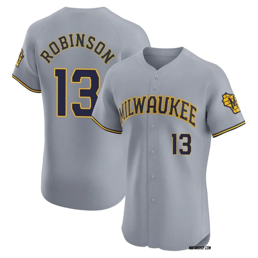 Elite Men's Glenn Robinson Milwaukee Brewers Road Jersey - Gray