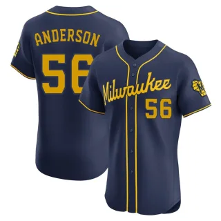 Elite Men's Grant Anderson Milwaukee Brewers Alternate Jersey - Navy