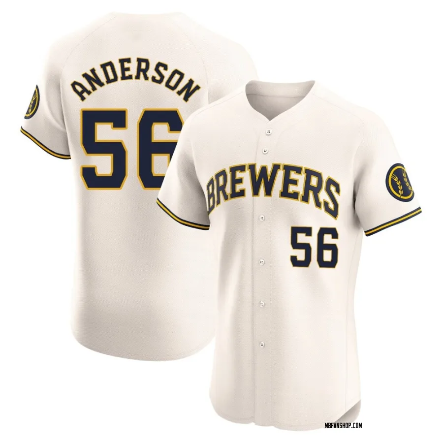 Elite Men's Grant Anderson Milwaukee Brewers Home Jersey - Cream
