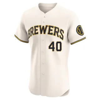 Elite Men's Greg Jones Milwaukee Brewers Home Jersey - Cream