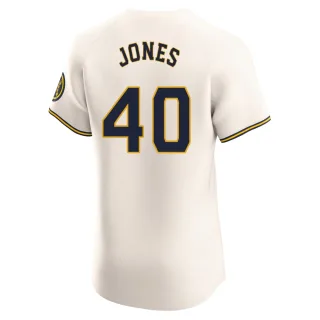 Elite Men's Greg Jones Milwaukee Brewers Home Jersey - Cream