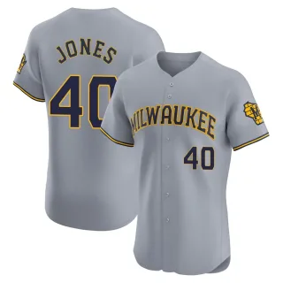 Elite Men's Greg Jones Milwaukee Brewers Road Jersey - Gray