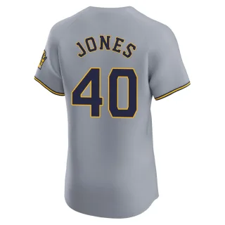 Elite Men's Greg Jones Milwaukee Brewers Road Jersey - Gray