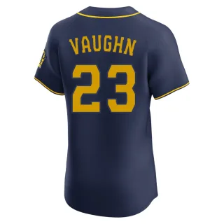 Elite Men's Greg Vaughn Milwaukee Brewers Alternate Jersey - Navy