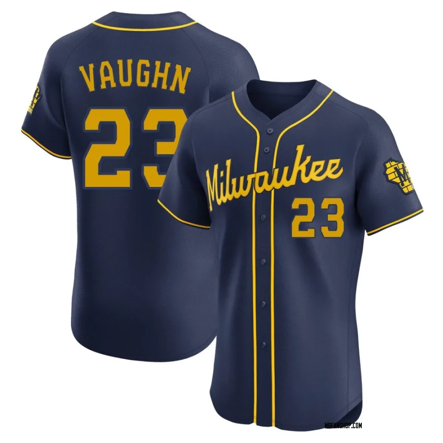 Elite Men's Greg Vaughn Milwaukee Brewers Alternate Jersey - Navy
