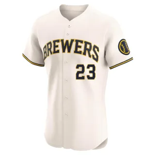 Elite Men's Greg Vaughn Milwaukee Brewers Home Jersey - Cream