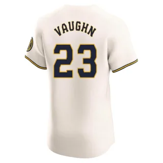 Elite Men's Greg Vaughn Milwaukee Brewers Home Jersey - Cream