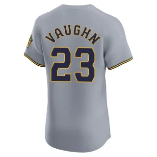 Elite Men's Greg Vaughn Milwaukee Brewers Road Jersey - Gray