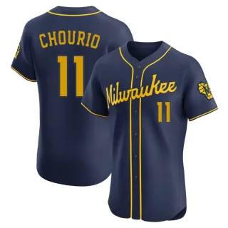 Elite Men's Jackson Chourio Milwaukee Brewers Alternate Jersey - Navy
