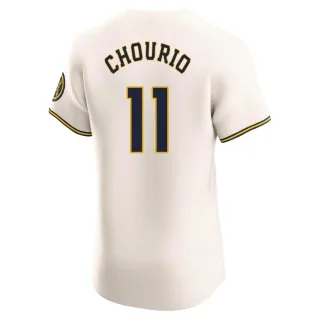 Elite Men's Jackson Chourio Milwaukee Brewers Home Jersey - Cream