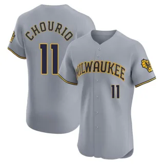 Elite Men's Jackson Chourio Milwaukee Brewers Road Jersey - Gray
