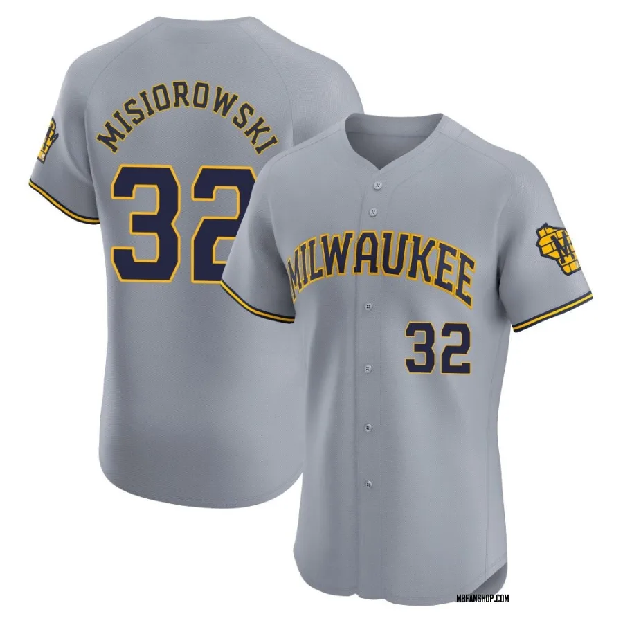 Elite Men's Jacob Misiorowski Milwaukee Brewers Road Jersey - Gray