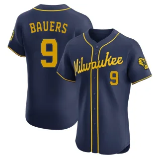 Elite Men's Jake Bauers Milwaukee Brewers Alternate Jersey - Navy