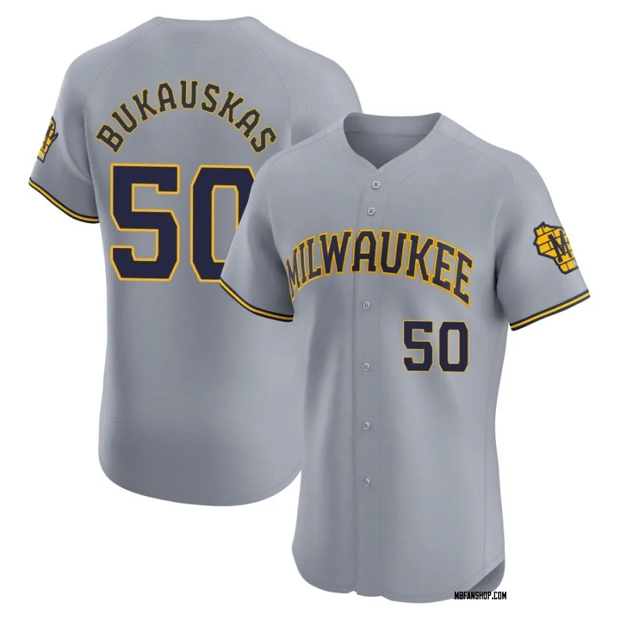 Elite Men's J.B. Bukauskas Milwaukee Brewers Road Jersey - Gray