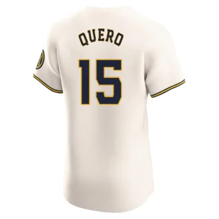 Elite Men's Jeferson Quero Milwaukee Brewers Home Jersey - Cream